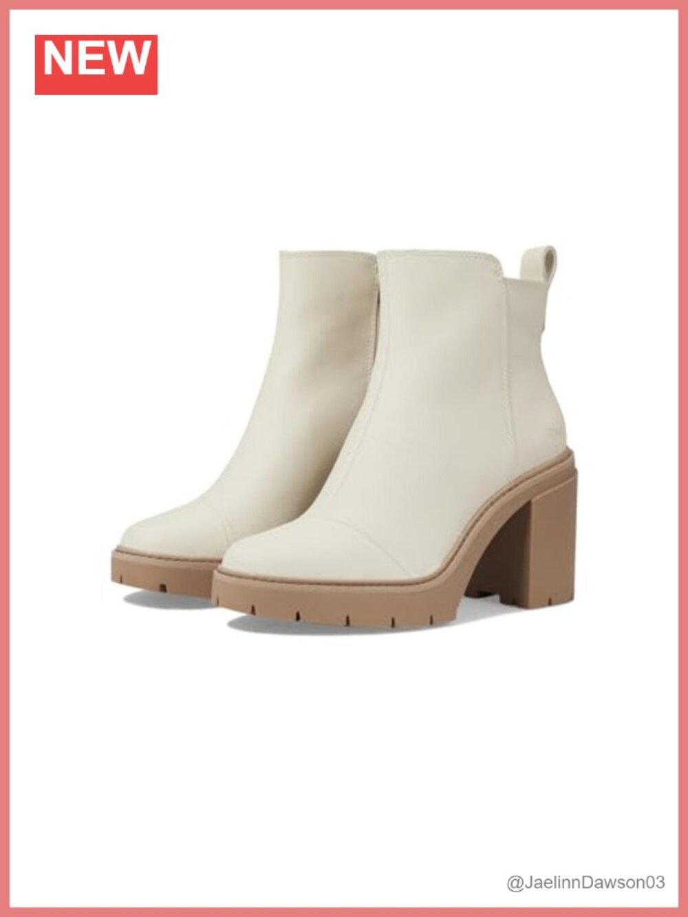 TOMS Women's Rya Ankle Bootie Leather Zipper Block Heel